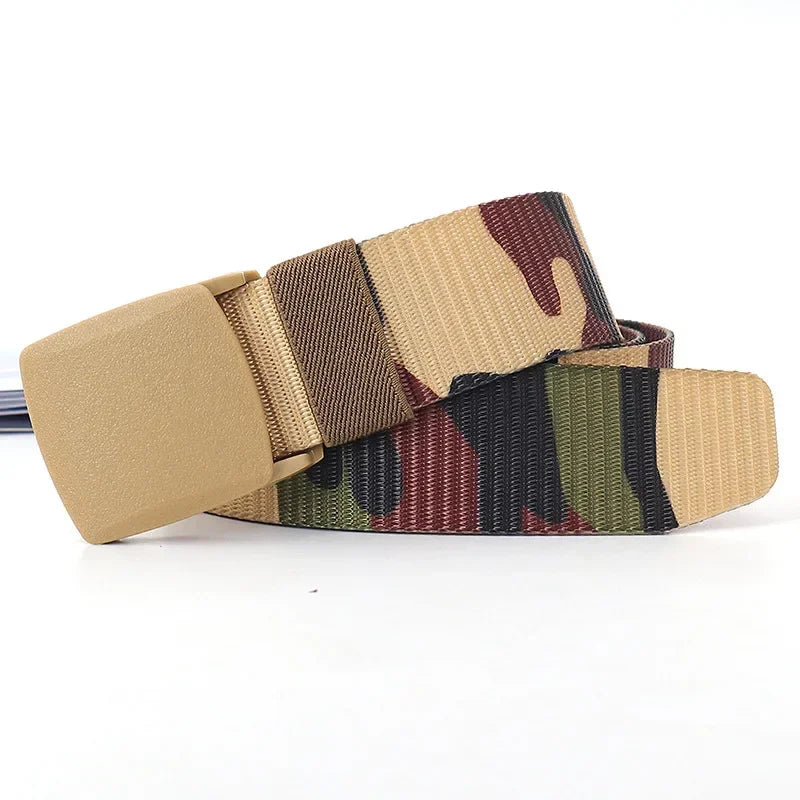 3.8X110cm High Quality Automatic Buckle Nylon Men Belt Outdoor Hunting Multifunctional Tactical Canvas Camouflage Belt for Women