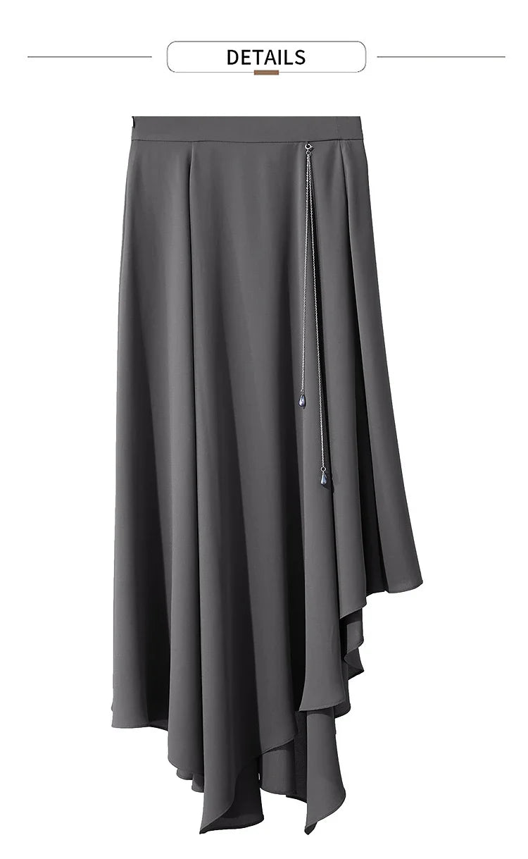 Minimalist Office Lady Skirts Women 2025 New Summer Solid Loose Asymmetric Large A-line Skirt Female Fashion 12542168