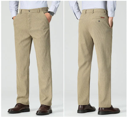 Men's Corduroy Pants Classic Casual Pants Straight Leg Regular Fit Streetwear Commuting with 5 Pockets