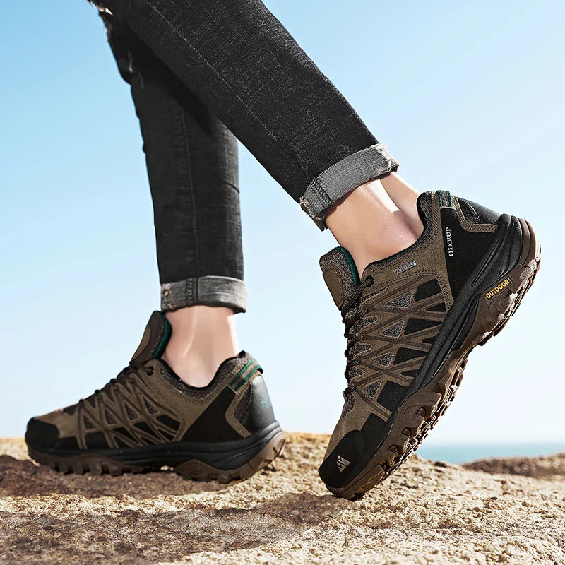 Mens Hiking Shoes Breathable Lace Up Trekking Male Cushioning Outdoor Climbing Tourism Sneakers for Men