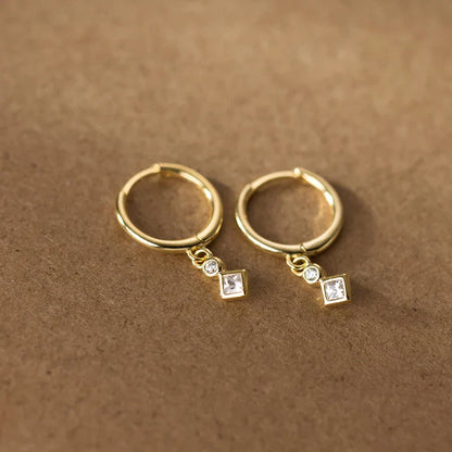 925 Sterling Silver Luxury Zircon Statement Charms Drop Earrings for Women Fashion European Huggies Party Dangle Jewelry