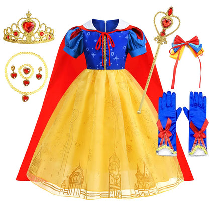 NEW 2024 Snow White Costume Girl Festival Clothing Princess Birthday Ball Gown Kid Prom Party Role Play Dress Halloween Disguise