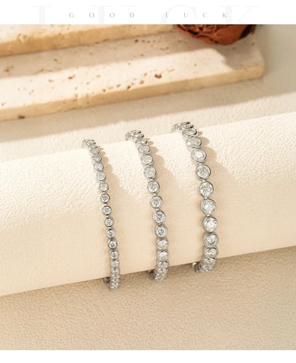 D VVS1 Round Moissanite Tennis Bracelet 3mm/4mm/5mm 925 Sterling Silver Tennis Stackable Bracelets for Women Men Jewelry