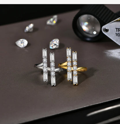 D VVS1 Color 3.0CT Moissanite Rings for Women Adjustable Ring Solid 925 Sterling SIlver Engagement Wedding Fine Jewelry