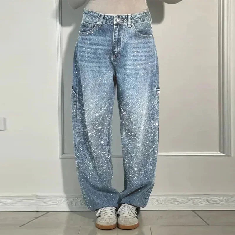 Y2k Street Oversize Loose Shining Female Wide Leg Pants