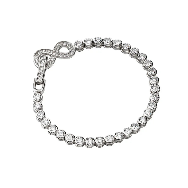 Full 3mm High Carbon Diamond Bracelet S925 Sterling Silver Sparkling Bracelet for Women Engagement Wedding Fine Jewelry