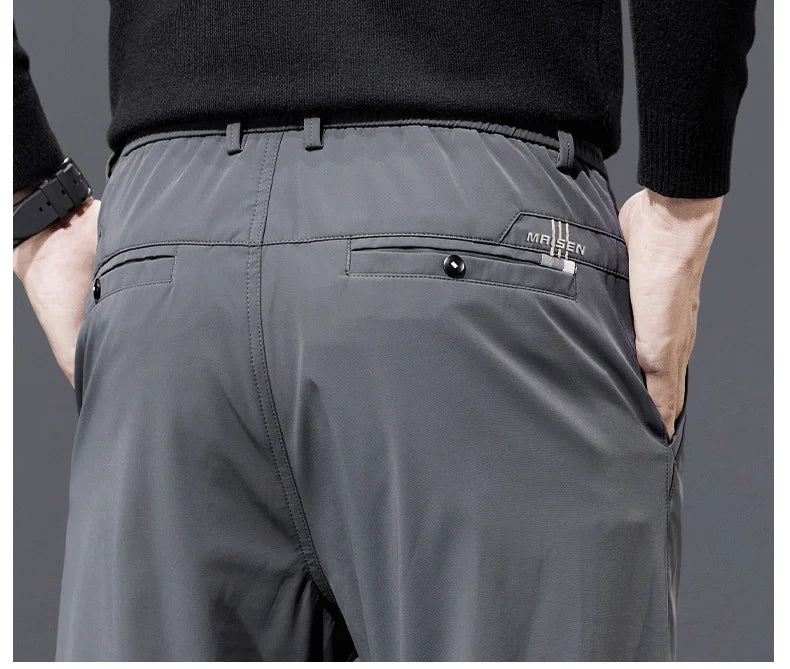 Spring Autumn Men's Golf Casual Pants Solid Color Elastic Waist Design Business Trousers Straight Stretch Korean New Male Pants