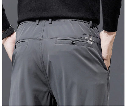 Spring Autumn Men's Golf Casual Pants Solid Color Elastic Waist Design Business Trousers Straight Stretch Korean New Male Pants