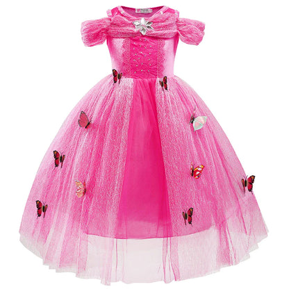 Summer Girls Sleeping Beauty Auroro Princess Halloween Cosplay Dress Off Shoulder Kids Gift Fancy Party Princess Clothing