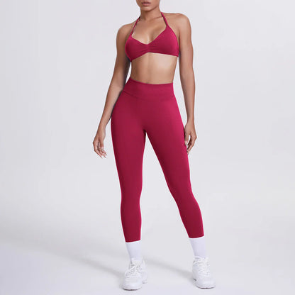 Women 2pcs Patchwork Sport Yoga Suit Training Sleeveless Sport Gym Tops Tummy Control Slimming Booty Leggings Yoga Suit Sports