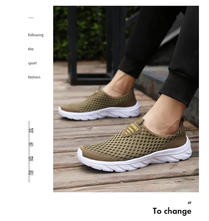 Lightweight Men Casual Shoes Breathable Slip on Male Casual Sneakers Anti-slip Men's Flats Outdoor Walking Shoes Size 39-46