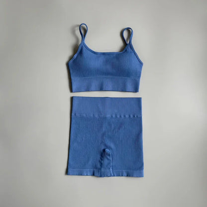 Seamless Yoga Set Gym Suits With Shorts Crop Top Sport Bra Women's Shorts 2 Pieces Set Running Workout Outfit Fitness Clothing