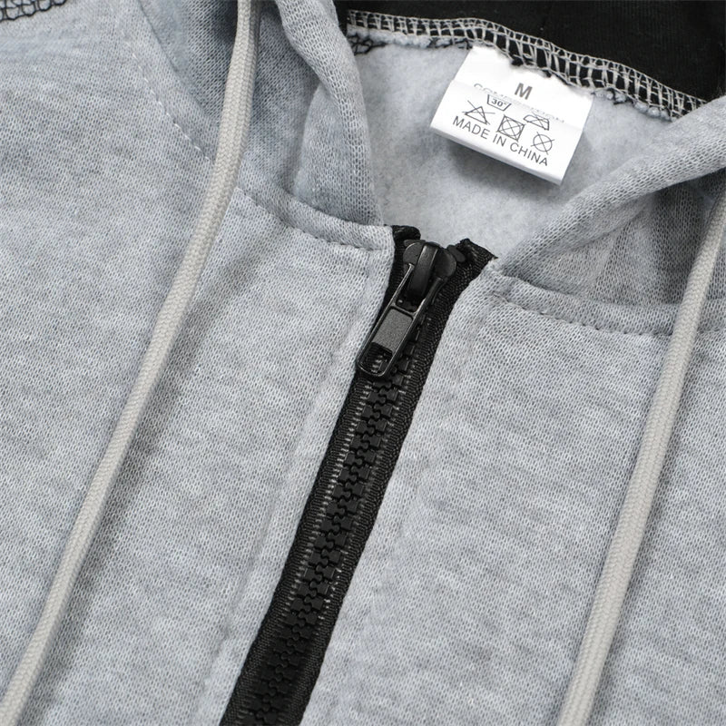 Men's Long Sleeve Zip Up Hoodie Casual Athletic Sweatshirt Hooded Jacket with Pockets Spring Fall Warm Fleece Lined Coat Outwear