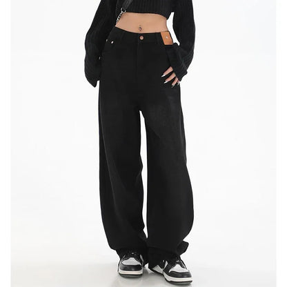 Calça Jeans Baggy Retrô Clássica de Cintura Alta