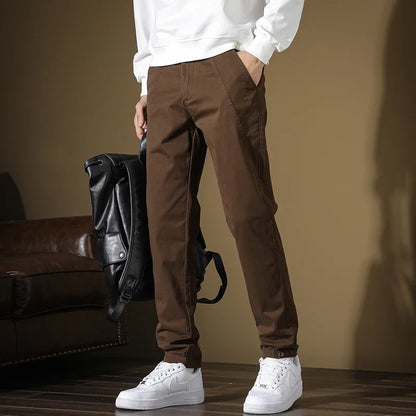 Spring New Men Casual Pants Slim Fit Stretch Arrivals Fashion Button Desinger Men's Streetwear Brand Male Clothing