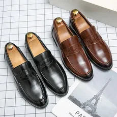 Mens Dress Shoes PU Leather Fashion Men Business Dress Loafers Pointy  Shoes