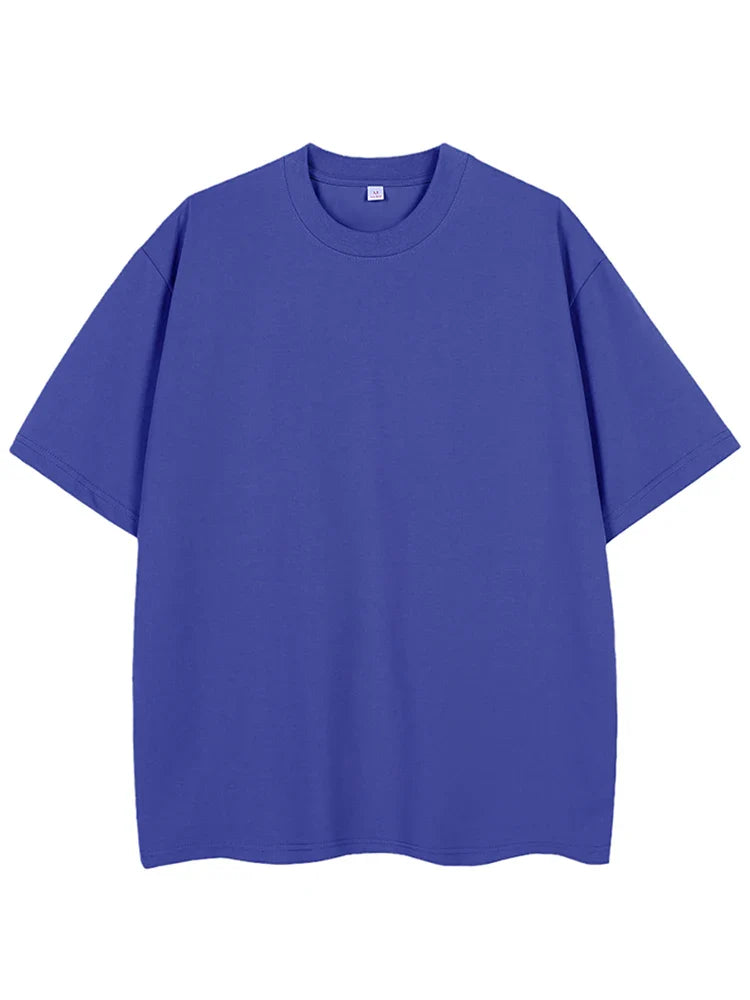 260GSM Summer T Shirt Men Korean Fashion Short Sleeve Loose Basic T-shirts Solid Tops Oversized Tee Unisex