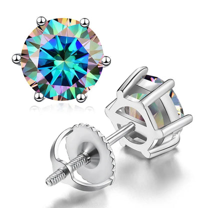 0.5-2CT Screw Moissanite Stud Earrings for Women Classic Sparkling Wedding Party Jewelry Original 925 Sterling Silver GRA