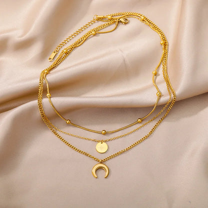 316L Stainless Steel Multilayer Heart Necklace For Women Girls Goth Gold Color Clavicle Chain Charm Choker Jewelry Birthday Gift