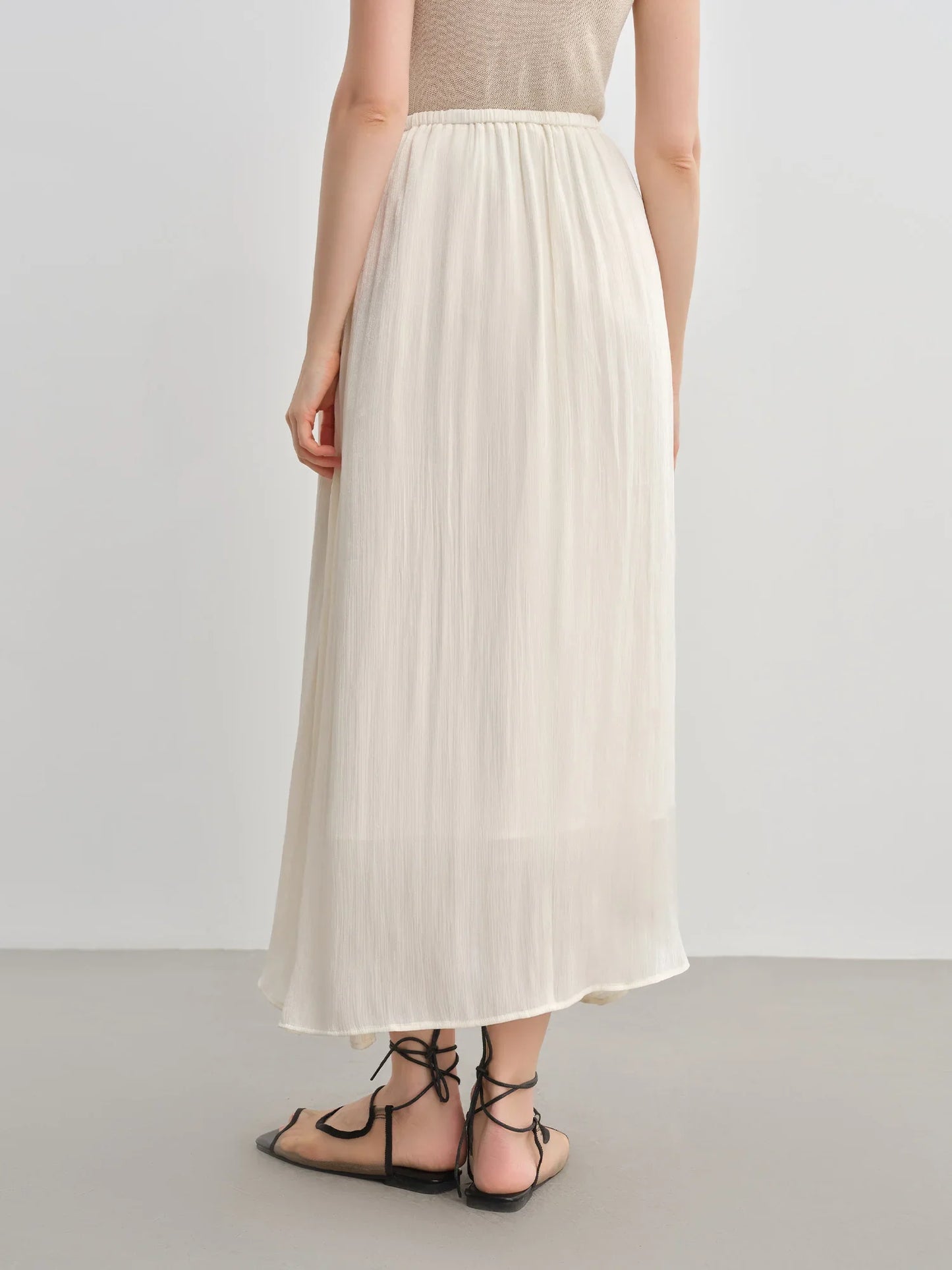 Plus-Size Women's Lightweight Flowing A-Line Skirt - 2025 Summer New Fashionable Commute Long Dress 25DS82792
