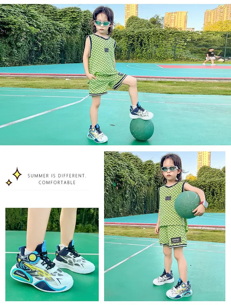 Kids Sneakers Breathable Mesh Sports Shoes for Children Boys Lightweight Basketball Shoes 2025 New Casual Sneakers Boys Trainers