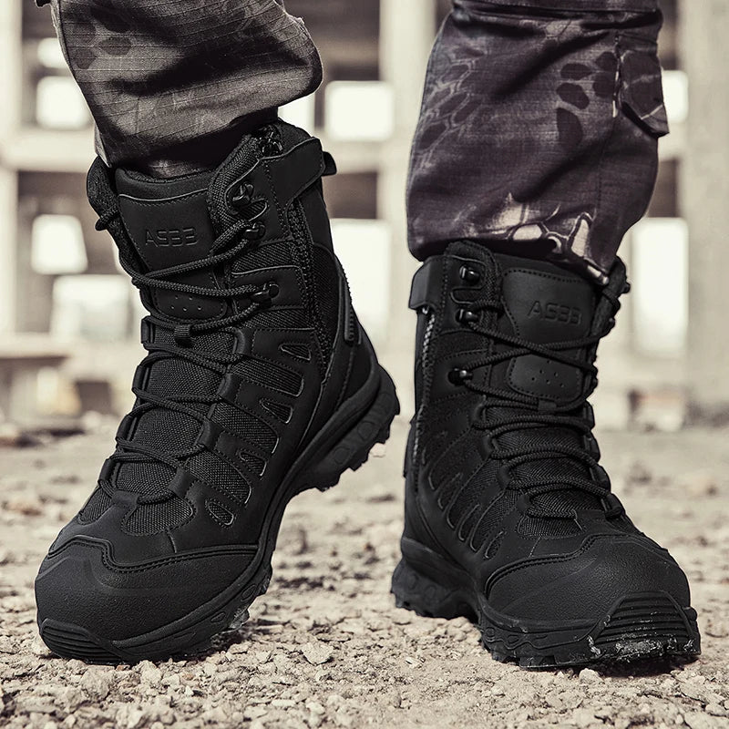 Men Tactical Boots Lace Up Brand Ankle Hiking Shoes Desert Work Boot Waterproof Size Plus Unisex Climbing Shoes