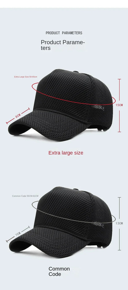 Big Head Plus Size Summer Mesh Baseball Cap for Men Women Trucker Breathable Hat Adjustable for Outdoor Sports Running