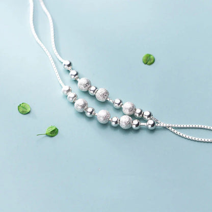 Fashion Double Box Chain for Women Frosted Ball and Light Beads Sterling Silver 925 Bracelet Fine Jewelry 2020 Design