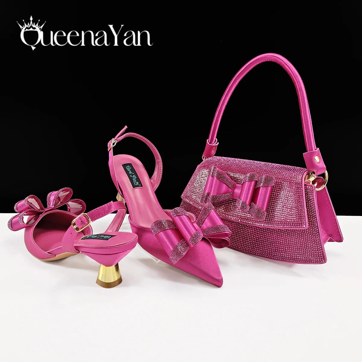 Italian Design High Quality Elegant Butter-fly Design Decoration Peach Color Party Wedding Women Shoes and Bag