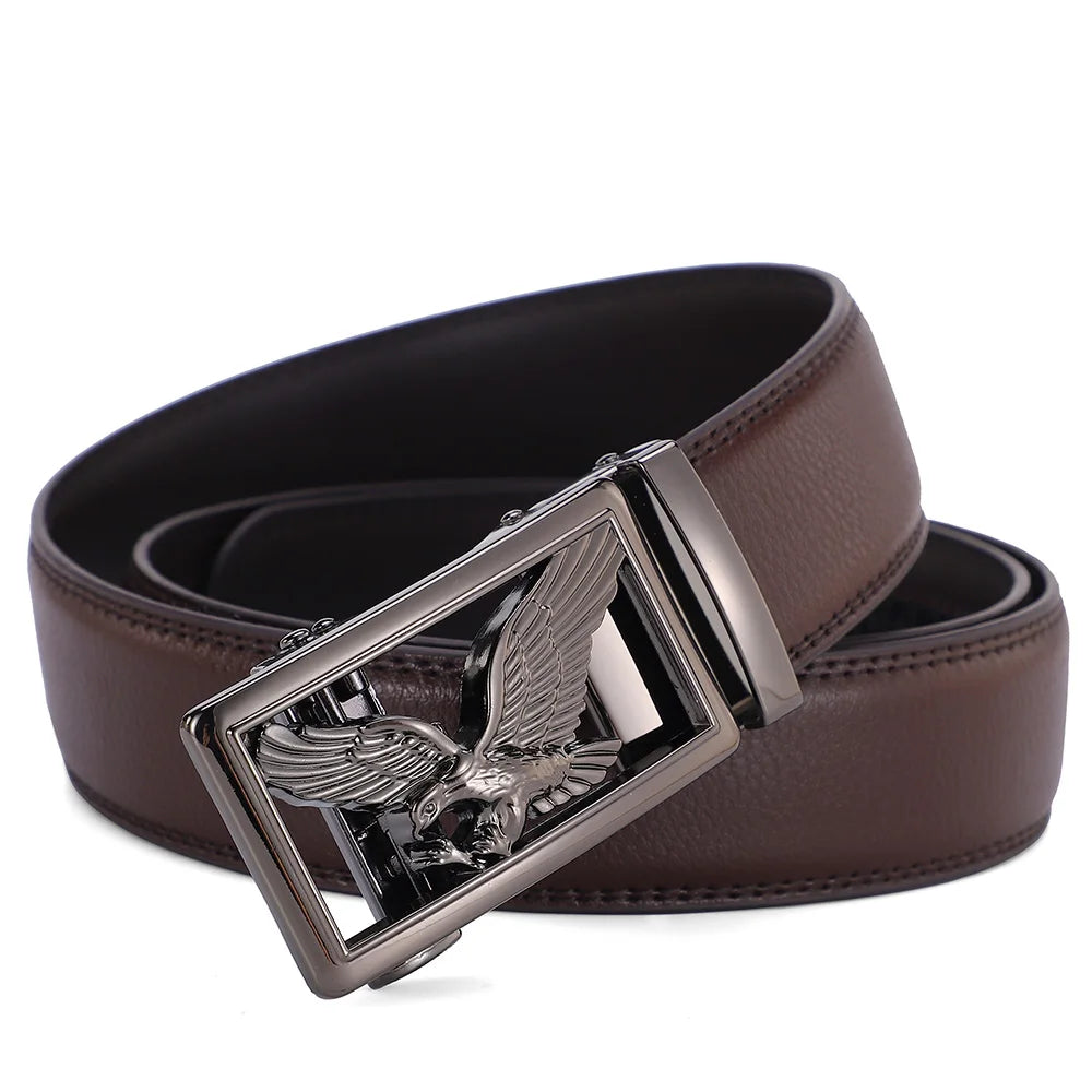 Automatic Buckle Men's Leather Belts Formal Eagle Horse Belt for Men Luxury Designer Brands Male Waist Strap Fashion Accessories