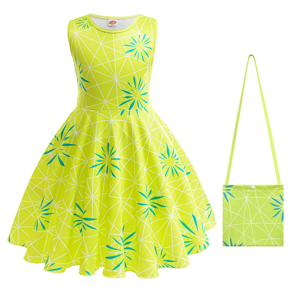 Girl Joy Inside Cosplay Out Dress Children Birthday Gift Kid Carnival Theme Party Vestido Cartoon Outfit Print Role Play Apparel