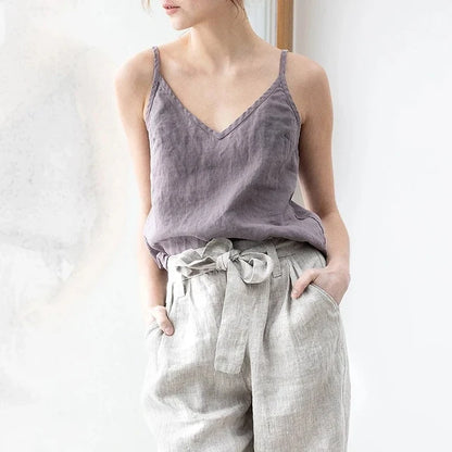 Vintage Cotton Linen Women's Summer Tank Top Sleeveless Harajuku Basic Cuasal Female Top For Girls Camisole Women Clothing