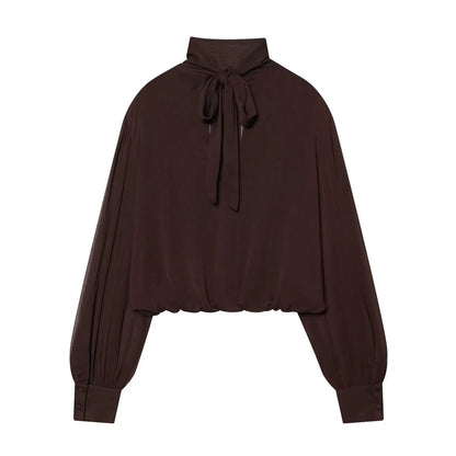 Women's 2026 New Perspective Shirts Tops Fashion Loose Long-Sleeved Elegant Spring Blouses Chic Youth Street Travel Blouses Tops