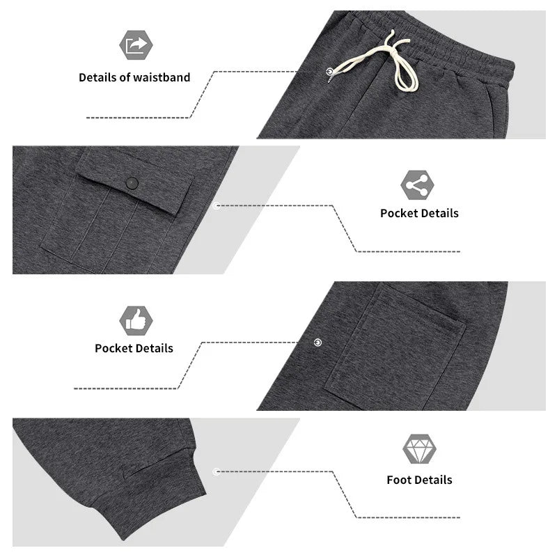 Autumn and winter men's velvet loose casual tooling outdoor sports fashion hooded sweater set
