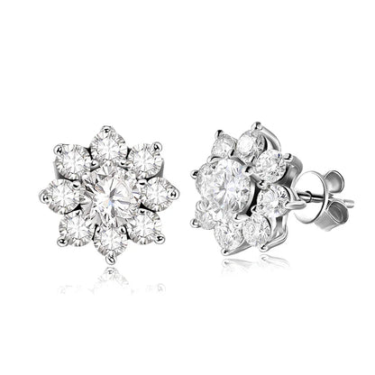 D VVS1 All Moissnaite Diamond Earring for Women 925 Sterling Sliver Plated 18k white gold Stud Ear Wedding Fine Jewelry