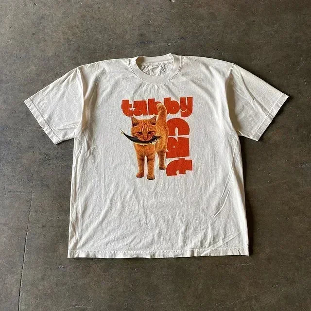 Fashion Tee Women Men T-shirt Y2K Loose Street Letter Print Short Sleeve Casual T-shirt 2025 Summer Retro Harajuku Top