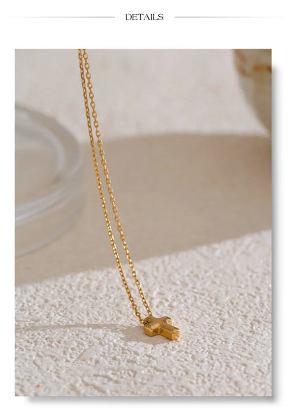 Small Waterproof Stainless Steel Chic Cross Casting Charm Pendant Necklace Unique Classic Fashion Jewelry Bijoux Femme