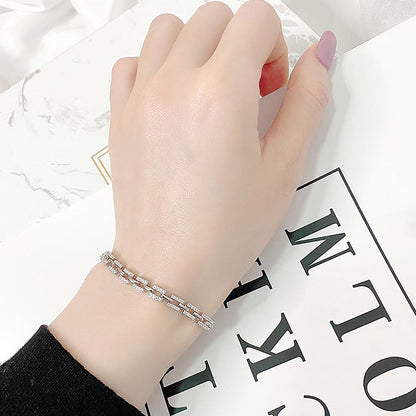Hip Hop Moissanites Diamond Bracelets 925 Sterling Silver Cuban Chain Luxury Designer Tank Chain for Women Party Fine Jewelry