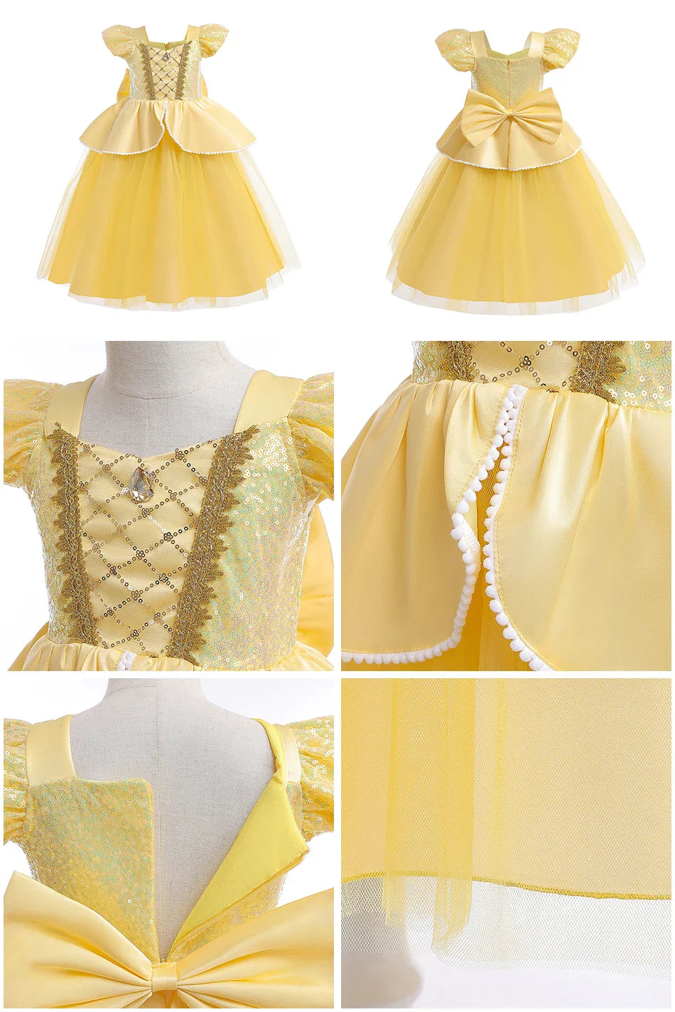Children Belle Anna Rapunzel Clothing Kids Princess Ball Clothes Kids Performance Cosplay Costume Girls Birthday Luxury Dress Up