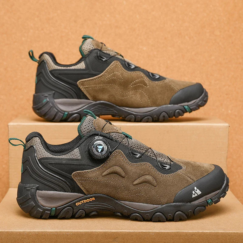 Leather Shoes for Men, Outdoor Hiking Shoes, Tourist Trekking Sneakers, Mountain Climbing Trail Jogging Shoes, Turnbuckle