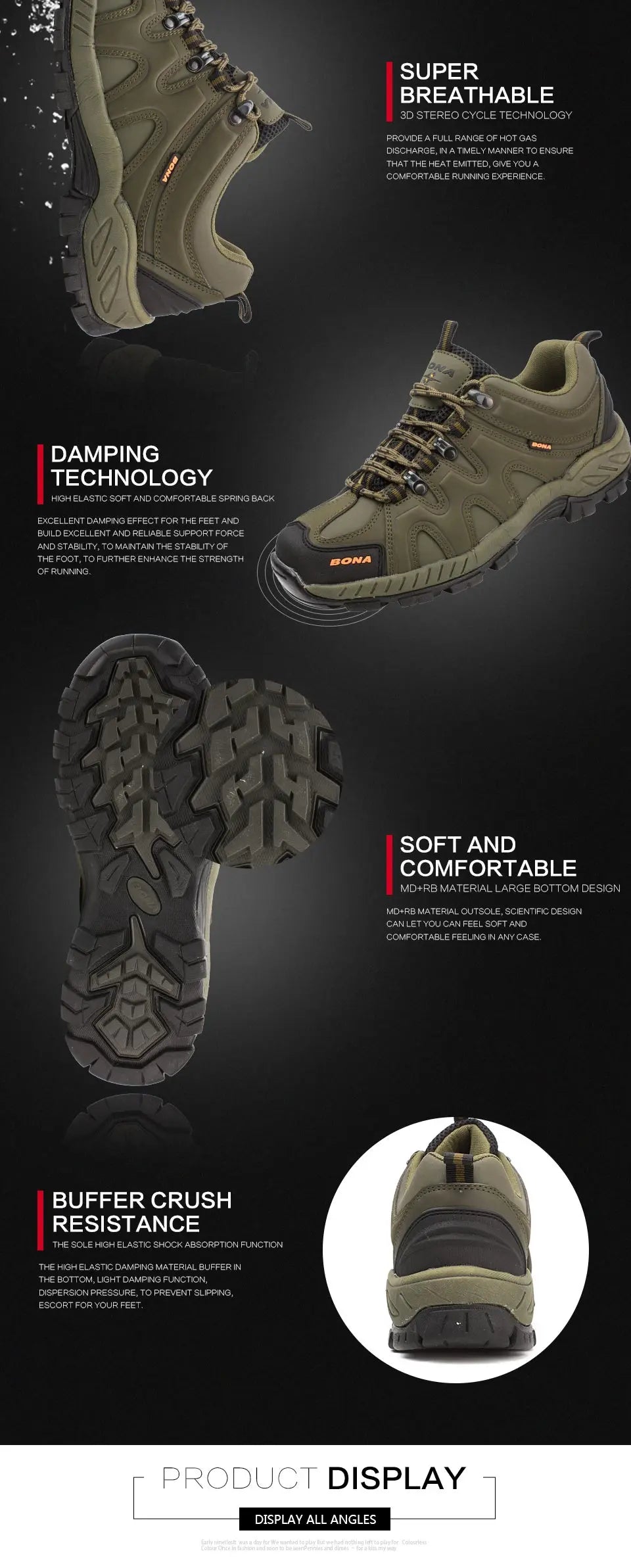 New Arrival Classics Style Men Hiking Shoes Lace Up Men Sport Shoes Outdoor Jogging Trekking Sneakers