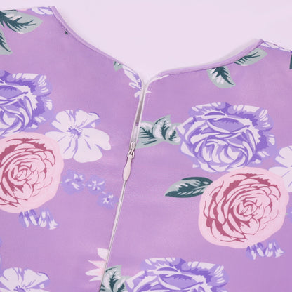 Cross-border special summer burst dress girls printed waist wedding dress flower girl short-sleeved princess puffy skirt