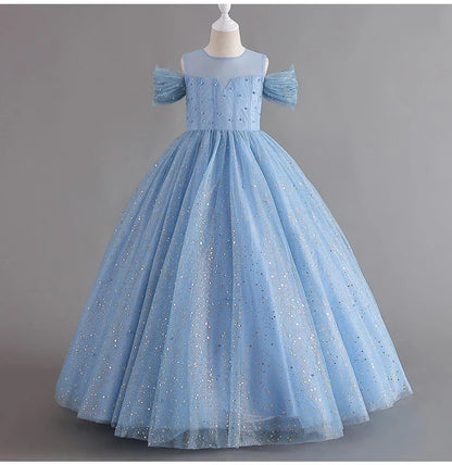 1308 Baby Dresses For Eid 2023 Girls' Sleeveless Mesh Puffy Princess Length Rainbow Skirt Dinner Piano Performance
