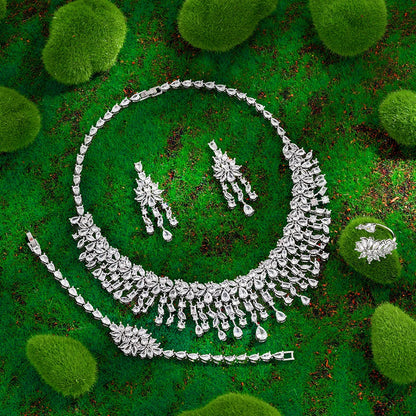 Cubic Zirconia Bridal Wedding Jewelry Set Bridal 4-piece Set Women's Jewelry Set Jewelry Brand Reproduction