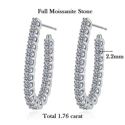 2.2mm Full Moissanite Hoop Earrings S925 Sterling Silver Sparkling Diamond Stud Earring With Certificate Original Fine Jewelry