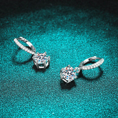 White Gold Plated 2ct Moissanite Drop Earring for Women Sparkling Diamond Earring Wedding Jewelry S925 Sterling Silver