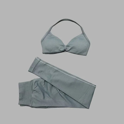 2 Pcs Seamless Yoga Sports Set for Women Resistant Backless Bra Pilates Fitness Workout Running Leggings Gym Suit