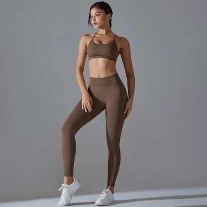 Ribbed Set Woman 2 Piece Seamless Yoga Set Gym Wear Push Up Sports Bra Leggings For Women Workout Outfit Sportswear Tracksuit