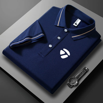 2026 New Men's Polo Collar T-shirt Short Sleeved Casual Sweat Absorbing Breathable T-shirt Men's Top