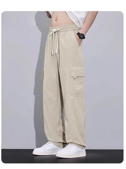 Brand Clothing Spring Summer Men's Cargo Pants Loose Straight Parachute Pants Sport Casual Long Trousers Male